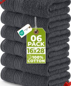 Utopia Premium Handtücher - 100% gekämmte, ringgesponnene Baumwolle, ultraweich und sehr saugfähig, Grau (6er-Pack) OEKO