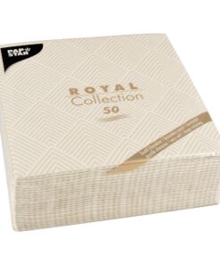 Papstar ROYAL Collection Champagner Servietten 50 Stück 1/4-Falz 40 cm x 40 cm Elegance #86497