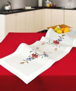 KAMACA Blütenteppich Stickpackung zum Selbststicken – Baumwolle, komplett mit Vorlage – für Erwachsene (TL 40x100 cm)