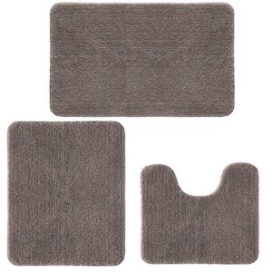 Achiiso Kaffee Badvorleger Set, rutschfest Waschbar, Super Dicker 3 Teiliges Teppich Set (U40x50+50x60+50x80cm)