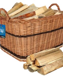 KOTARBAU® Brennholzkorb - Naturгеlich - für Kamin - Erntekorb - 55x45 cm - Zweifarbig - Doppelhaken