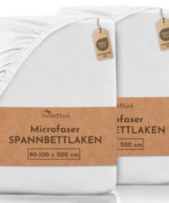 NatureMark Mikrofaser-Spannbettlaken 2er-Pack – Sparpreis, 90 x 200 / 100 x 200 cm, Weiß