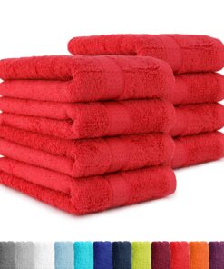BaSaTex Premium Handtücher 8er-Pack 50×100 cm – Baumwolle Frottee, Öko‑Tex Made in Green zertifiziert – Rot