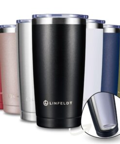 LINFELDT Thermobecher 590ml aus Edelstahl - 1H Heiß & Kalt - Doppelwand Vakuum (Black)