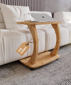 SugodeDesign Beistelltisch Couch mit Rollen, sofatisch für kleines Wohnzimmer, stylisher Holzdesign, Arasta