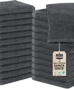 Utopia Towels - 24 Stück saugfähige Waschlappen, 30x30 cm, zum Abwischen und Reinigen des Gesichts aus 100% Baumwolle (G