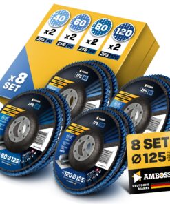 Entroster Kehlnaht schleifen AMBOSS ZFS Lamellenschleifscheibe Fächerscheibe 125mm blau K41-120 Set 2 Stück Profi Zirkon