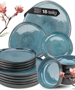 Moritz & Moritz ORGANIC 18-teiliges Geschirrset 6 Personen Blau aus hochwertigem Steinzeug