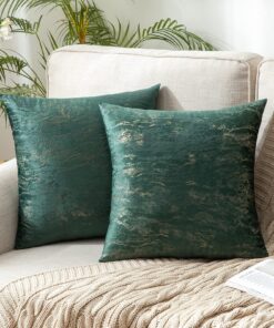MIULEE 2er Set Moderne Samt Kissenbezug für Wohnzimmer und Schlafzimmer 50x50 cm Dunkelgrün