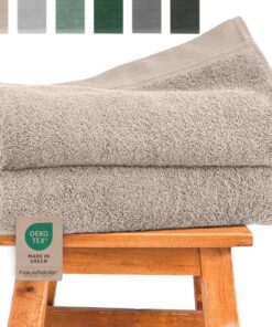 Hausfelder Duschtuch 70×140 cm (2er-Pack) – Premium 100% Baumwolle, 500 g/m² Frottee, Beige