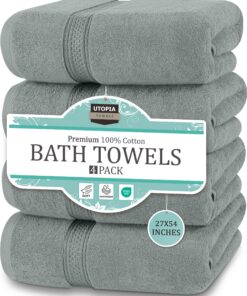 Utopia Premium Badetücher 4er-Pack OEKO-TEX Made in Green Saugfähig Weich (Pflaume)