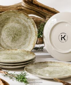 Konsimo Erato 20 cm Porzellanteller für 6 Personen - Moderne und elegante Frühstücksteller - Hartporzellan - Beige