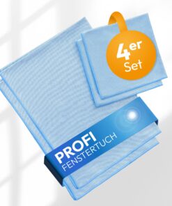 Streifenfrei Reinigen nur mit Wasser - Clear Pro Fensterputztücher Hellblau - Glas, Auto, Küche, Bad - 4er Set