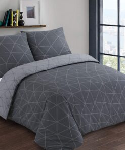 Vision Wendebettwäsche Hugo Anthrazit/Grau - Bettbezug 240 x 220 cm für Doppelbett – 100% Baumwolle OEKO-TEX STANDARD 10