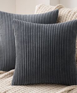 MIULEE 2er Set dekorative Kissenbezüge mit Verstecktem Reißverschluss für Sofa- und Couchkissen in Grau 40x40 cm