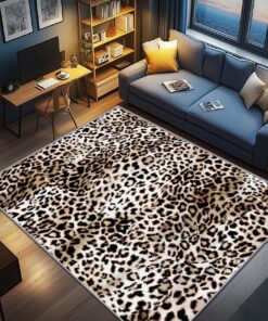 AevuCub Modern Leopard Print Teppich Wohnzimmer Weich rutschfest Waschbar 120x160 Kurzflor Kinderzimmer Bettvorleger Tie