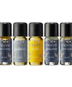 "Wunderbare Winterwelt Duftöl Set - Sandalwood, Zimt-Orange, Lebkuchen, Vanille, Zimt-Apfel Raumduft für entspannte Wint
