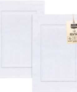 Utopia Towels 2er Pack groß Badematte Badvorleger - Waschbare Badteppich 100% Baumwolle Frottee (Weiß) OEKO-TEX OEKO-TEX
