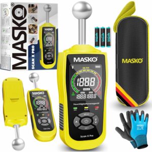 MASKO® Feuchtigkeitsmessgerät Feuchtigkeitsmesser HD-Display Alarm Taschenlampe