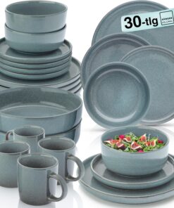 SÄNGER Kairo Ocean Steingut Geschirrset 30 Teile 6 Personen - spülmaschinenfest mikrowellenfest kratzfest