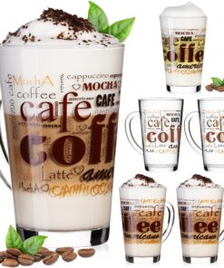PLATINUX Kaffeegläser - Glas, max. 350ml, Set 6-Teilig für Kaffeespaß | PLATINUX Kaffeegläser - Latte Macchiato Gläser,