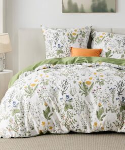 BEDSURE Bettwäsche Grün - Baumwoll-Bettwäsche-Sets für Wendebetten mit Blumen Muster und OEKO-TEX Zertifikat