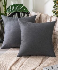 MIULEE Wasserdicht Kissenbezug Outdoor für Garten Sofa Wohnzimmer Dunkelgrau 50x50 cm