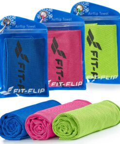 Fit-Flip Kühlhandtuch 3er Set – OEKO-TEX STANDARD 100 – mikrofaser Kühlhandtuch für Fitness und Sport – Airflip Kühlfunc