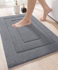 Rutschfester, weicher Badteppich für Dusche, Badewanne und Toilette, Grau, 40x60 cm, OEKO-TEX STANDARD 100