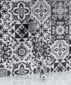 Hode Klebefolie Küche Fliesenoptik Schwarz 44x300cm, Wasserabweisend für Bad und Küche, Musterfliesenfolie, vorbehaltlic
