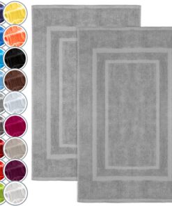 NatureMark 2er Pack Badvorleger Badematte - Premium Qualität, 100% Baumwolle, 50x80 cm, Farbe: Silber grau | Duschvorleg