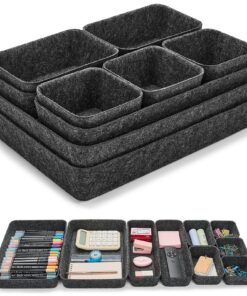 9 Stück Filz Schubladen Organizer Dunkelgrau, Ordnungssystem für Büro & Schminktisch Schubladen