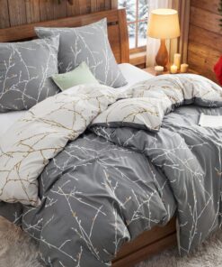 BEDSURE Bettwäsche 135x200 4teilig - ÖKO-TEX Standard 100 - Grau Muster Bettwäsche Set