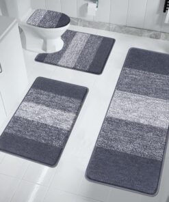 Enyhom Dunkelgrau WC Vorleger Set OEKO-TEX STANDARD 100 für rutschfeste Sicherheit | Enyhom Mikrofaser Badvorleger Set