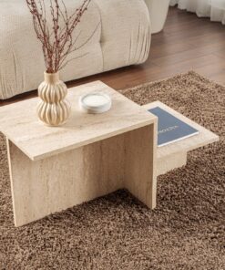 【Modern Rustic Coffee Table】+【Travertine】+【Modern Home Office】+【Elegant and Functional Design】+【18 mm Melamine Coated Pa