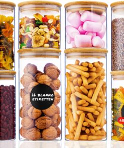 Deco haus® Vorratsgläser luftdicht [8er KOMBI SET] + Etiketten - Glasdosen für Küche Müsli Mehl