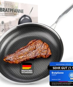 STEFFS® Bratpfanne mit Waben 28 cm - kräftige Antihaft Beschichtung, perfekte Bratergebnisse, Geschenkidee für jede Herd