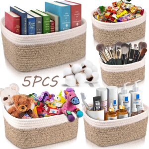 5er Set Geflochtenen Aufbewahrungskorb, Cotton Rope Braided Storage Basket, stapelbar fürs Ordnern von Kleidung im Badez