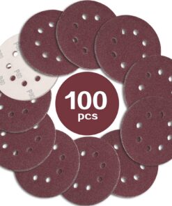 STEBRUAM 100 Stück 125mm Klettgeschleifpapier 80 Körnung für Profi-Verwender Exzenterschleifer - Rund, 8 Loch