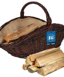 KOTARBAU® Brennholzkorb - Natur - Dunkelbraun - 64 x 40 x 39 cm - Erntekorb mit Henkel