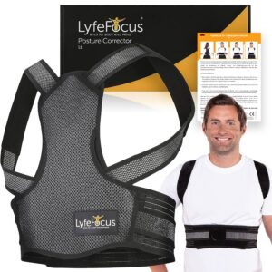 LyfeFocus S1 Atmungsaktiver Premium-Rückenstützer - Effektive Haltungskorrektur bei Nacken-, Schulter- und Rückenschmerz