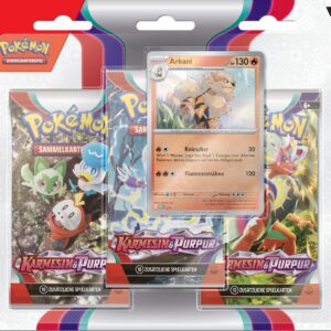 Pokémon-Sammelkartenspiel: 3er-Pack Karmesin & Purpur - Arkani | Perfect für Kartensammler - Ideal zum Sammeln - 3 Boost