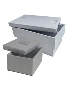 Climapor 2er Set Transportbox Plus und mini aus Styropor, grau - Volumen: 54,5 x 35 x 30 cm (32 Liter) und 25,5 x 35 x 2