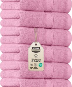 Utopia Towels Premium Handtücher Set, ultraweich und sehr saugfähig, 600 g/m², Rosa OEKO-TEX STANDARD 100 Utopia Towel