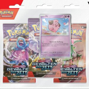 Pokémon-Sammelkartenspiel: 3er-Pack Karmesin & Purpur – Gewalten der Zeit: Pii - Top-Sammelset für Sammler - Perfect für