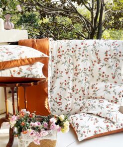 Sedefen Bettwäsche Orange Weiß Blätter Blumen Set für Mädchen und Teenies Wendebettwend Microfaser 200x220 cm Mit Reißve
