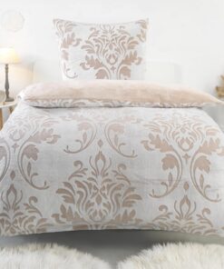 BaSaTex Kuschelige Winter Plüsch Bettwäsche Set +Warm +Natur Beige - Baronesse Natur Beige