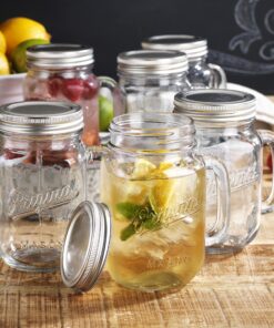 Glaver's Mason Jar 473 ml Glasbecher mit Griff und Deckel - Original Pint Set für Küchen und Hochzeiten - Altmodische Tr