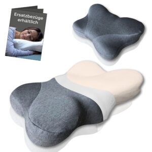 Shokunin Orthopädisches Nackenstützkissen mit Memory Foam und Anti Schnarch Funktion, grau 60x40 für Migränezufallseiend