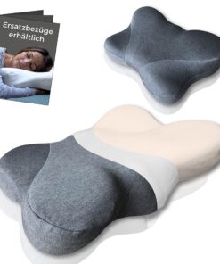 Shokunin Orthopädisches Nackenstützkissen mit Memory Foam und Anti Schnarch Funktion, grau 60x40 für Migränezufallseiend